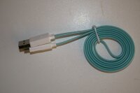 1m Micro USB Ladekabel DatenkabelLeucht LED Blau - Hellblau