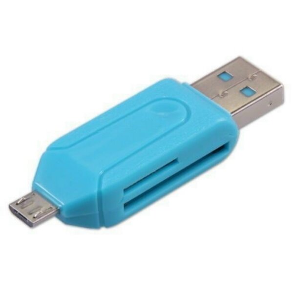 OTG Adapter USB Micro-B auf microSD SD SDHC T-Flash Cardreader Kartenleser Blau