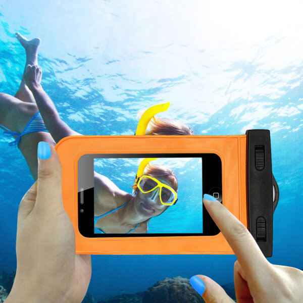 Schutzhülle wasserdicht Unterwasser Handy für iPhone 5 6 7 Samsung Galaxy S8 S7 Orange