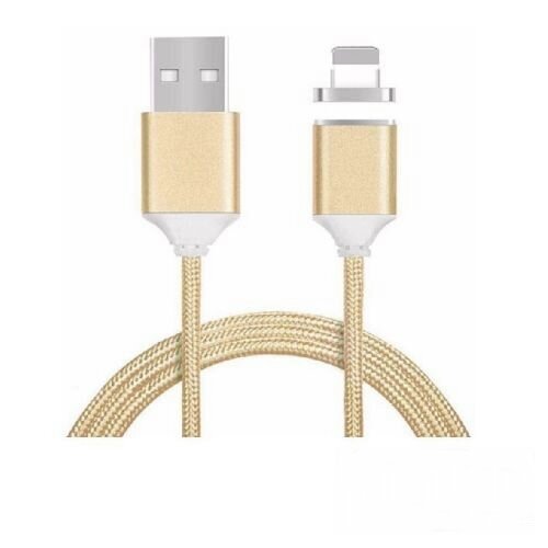 1m Premium Nylon Ladekabel Magnetkupplung iPhone 5 6 7 8 X 11 Gold