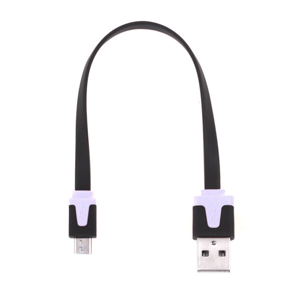 20 cm Micro USB Ladekabel flach Schwarz / Weiß