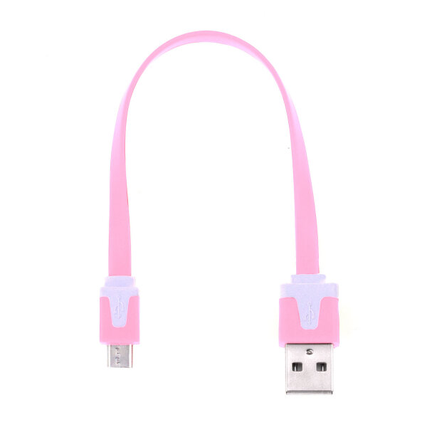20 cm Micro USB Ladekabel flach Rosa / Weiß