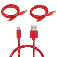 2m USB-C Nylon Kabel Ladekabel Datenkabel Typ C USB 2.0 Rot