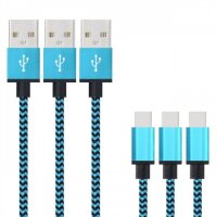 2m Premium Nylon USB-C Kabel Ladekabel Datenkabel Typ C USB 2.0 Blau