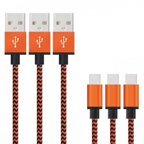 2m Premium Nylon USB-C Kabel Ladekabel Datenkabel Typ C USB 2.0 Orange
