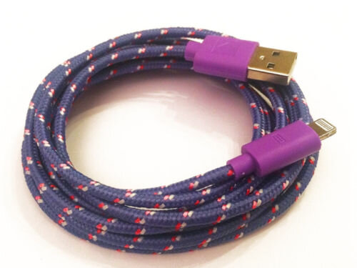 2m Nylon micro USB Kabel Ladekabel Lila