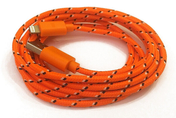 2m Nylon micro USB Kabel Ladekabel orange