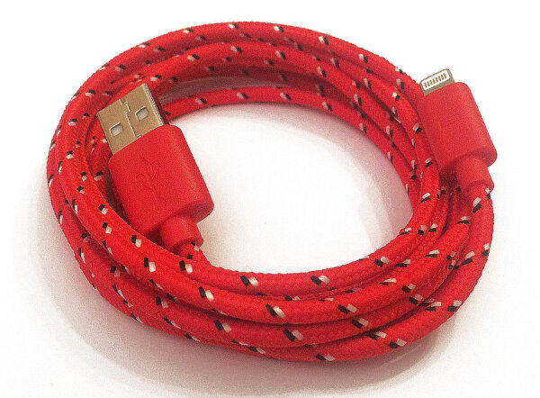 2m Nylon micro USB Kabel Ladekabel Rot