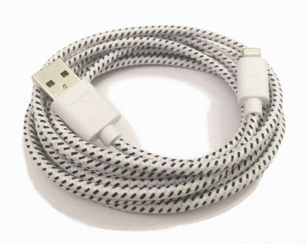 2m Nylon micro USB Kabel Ladekabel Weiß
