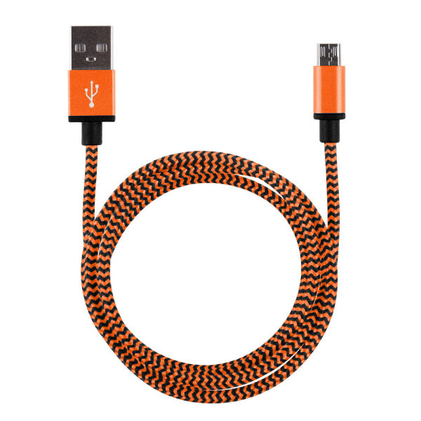 2m Premium Metall/Nylon Micro USB Ladekabel Orange - N